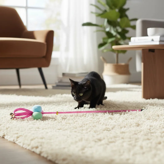 Juguete Varita Interactiva para Gatos con Pompones
