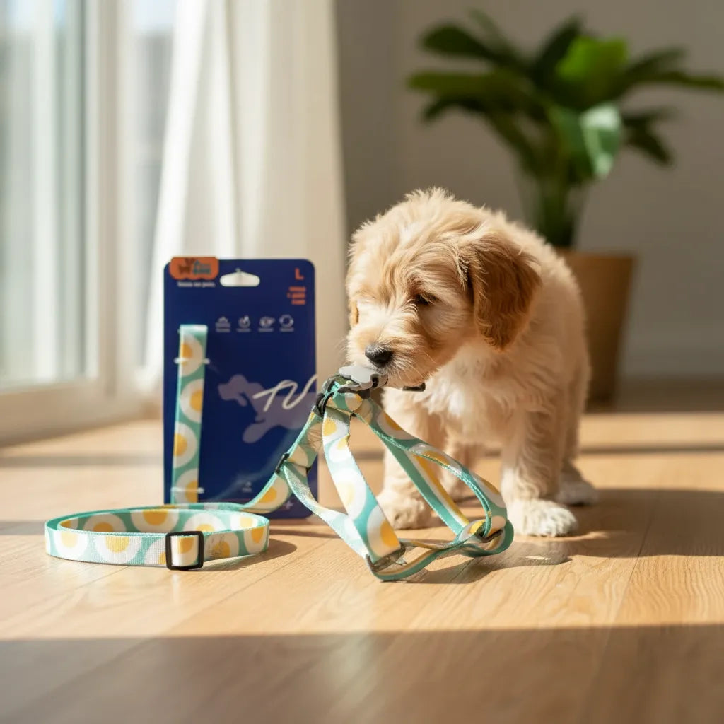 Set de trailla y arnés para perros – arnés ajustable con correa para paseo