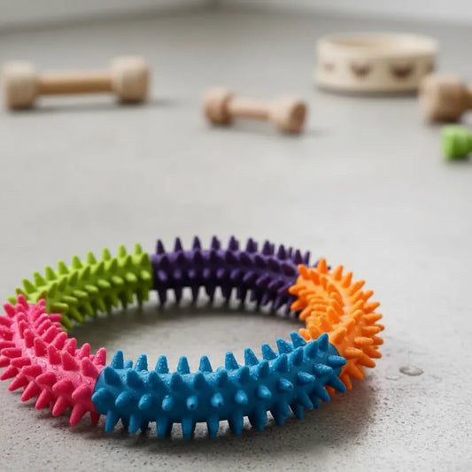 Juguete mordedor de goma para perros con textura dental – juguete interactivo