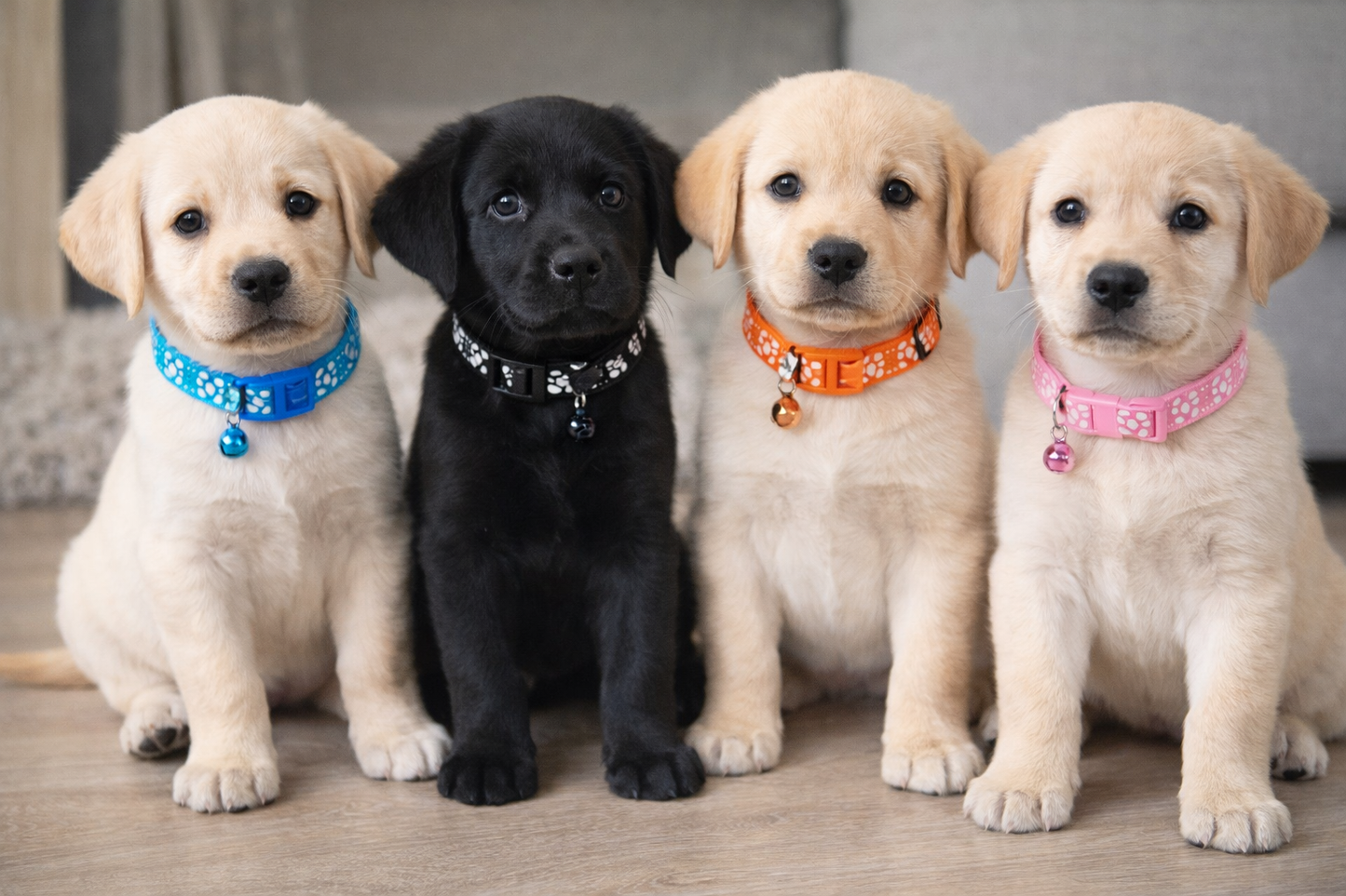 Collar Ajustable para Perros cachorros con Cascabel y Diseño de Huellas