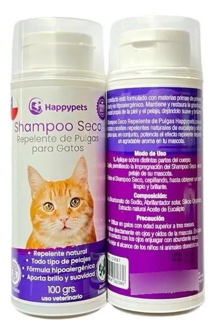 Shampoo seco para gatos repelente 100 gr