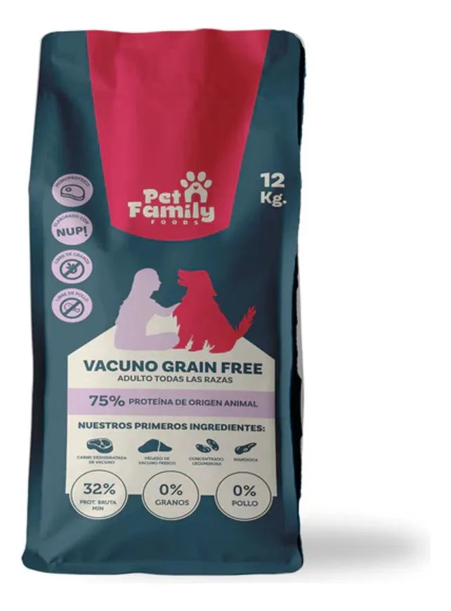Pet Family Grain Free Vacuno 12 kg | Alimento Perros Sin Granos