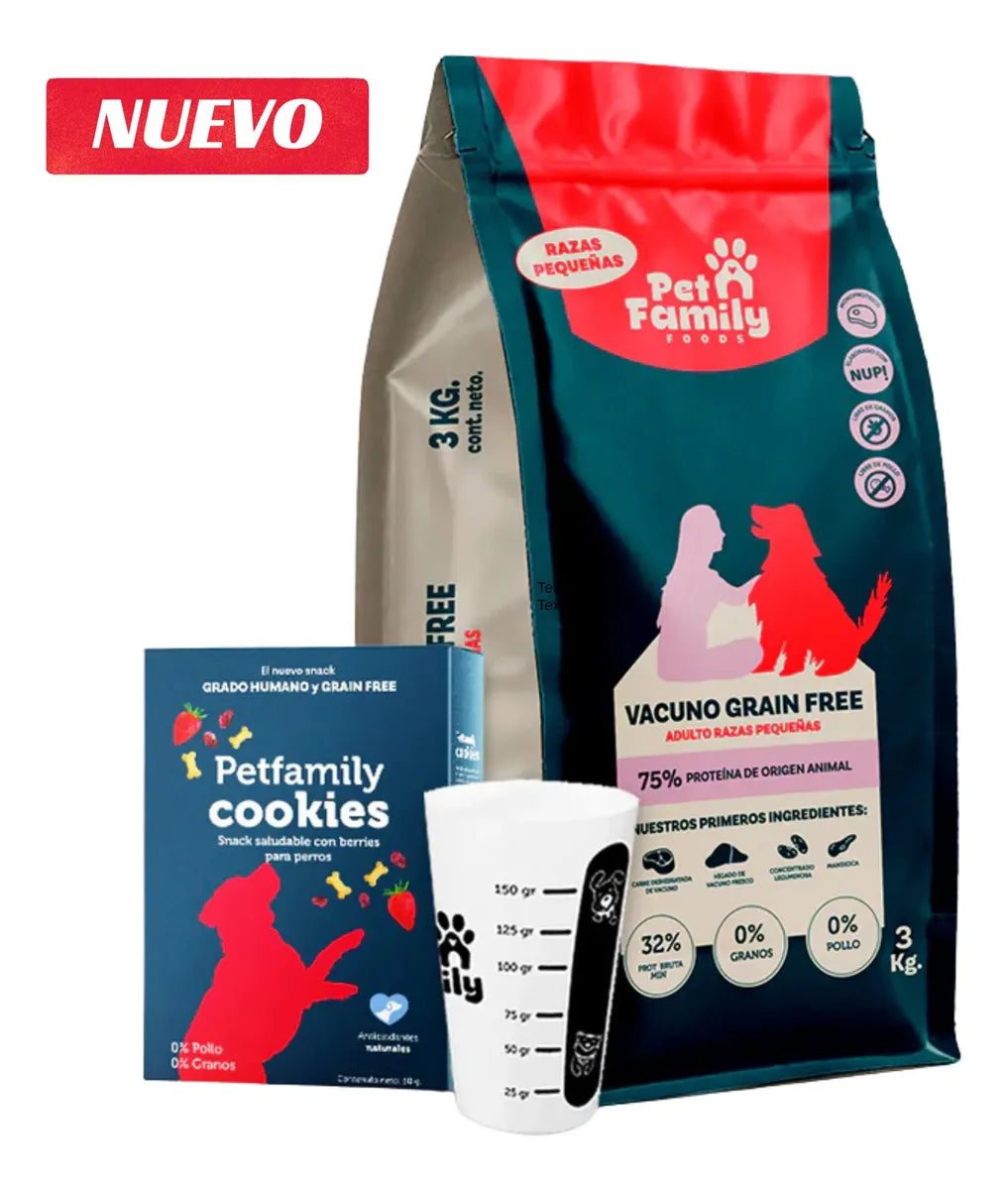 Pet Family Grain Free Vacuno 3 kg | Alimento Perros Razas Pequeñas