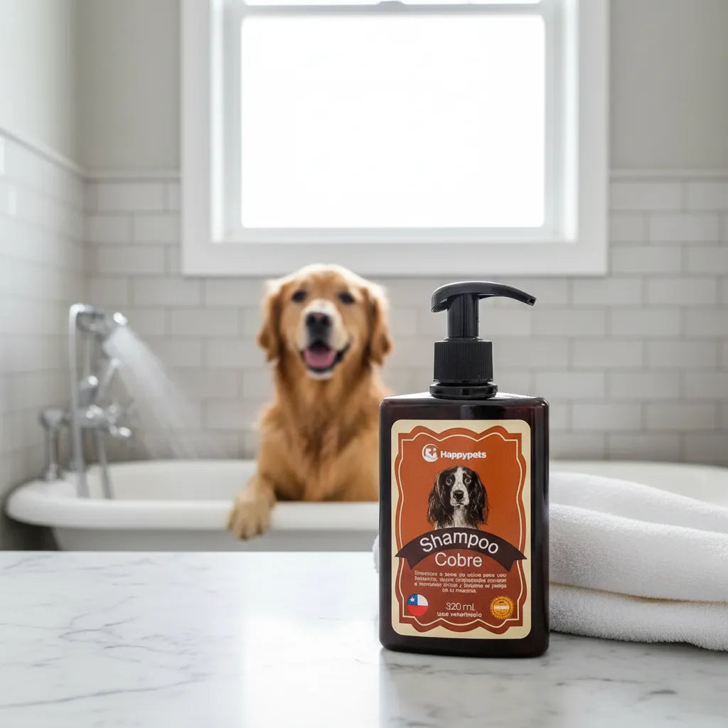 Shampoo cobre happy pets para perros en botella 320 ml