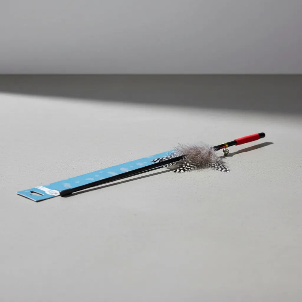 Juguete varita interactiva para gatos con plumas