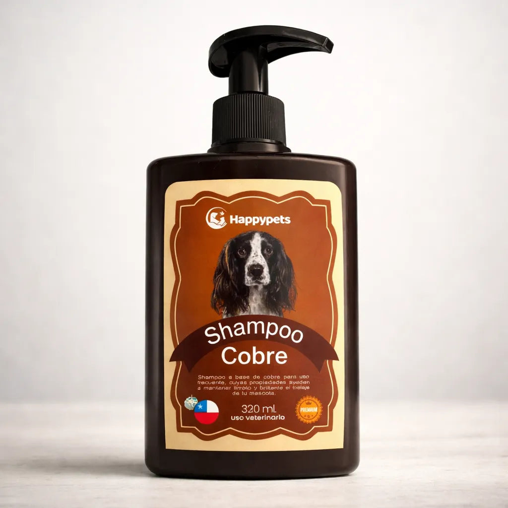 Shampoo cobre happy pets para perros en botella 320 ml