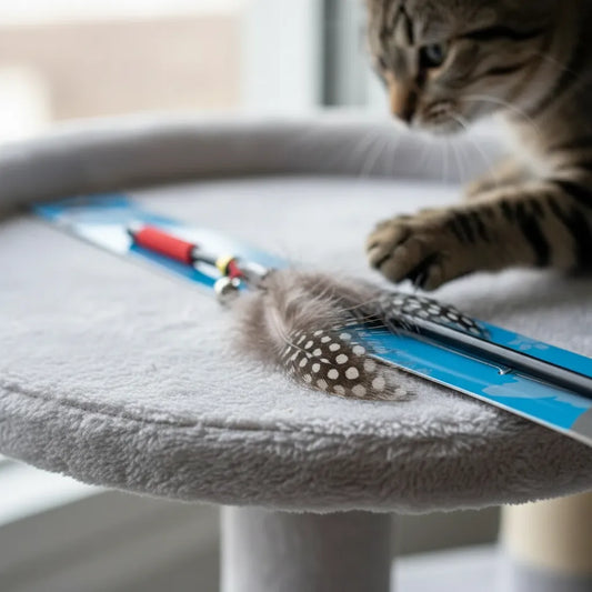 Juguete varita interactiva para gatos con plumas