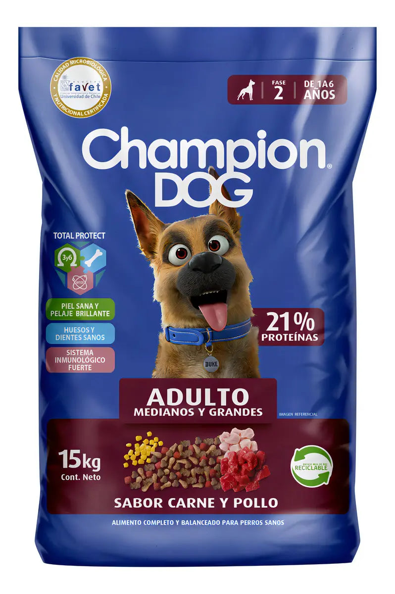 Champion Dog Adulto Carne y Pollo 18 kg – Alimento Completo para Perros Adultos