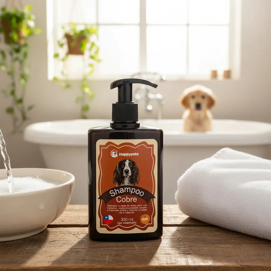 Shampoo cobre happy pets para perros en botella 320 ml