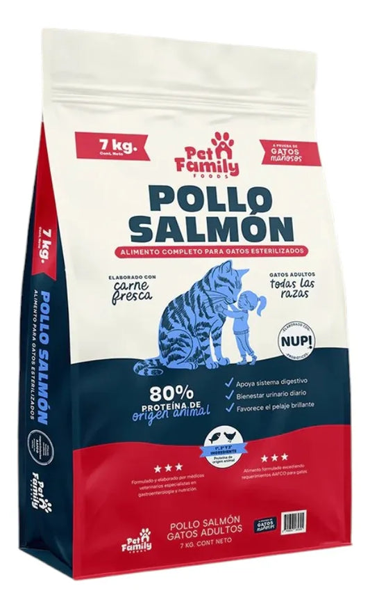 Pet Family Gato Salmón y Pollo 7 kg alimento premium para gatos adultos