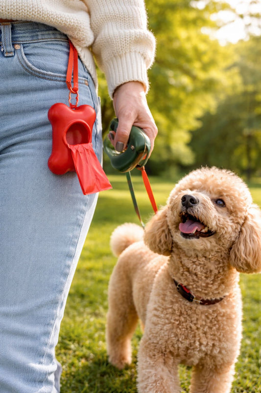 Dispensador de bolsas sanitarias para perros con porta bolsas tipo hueso