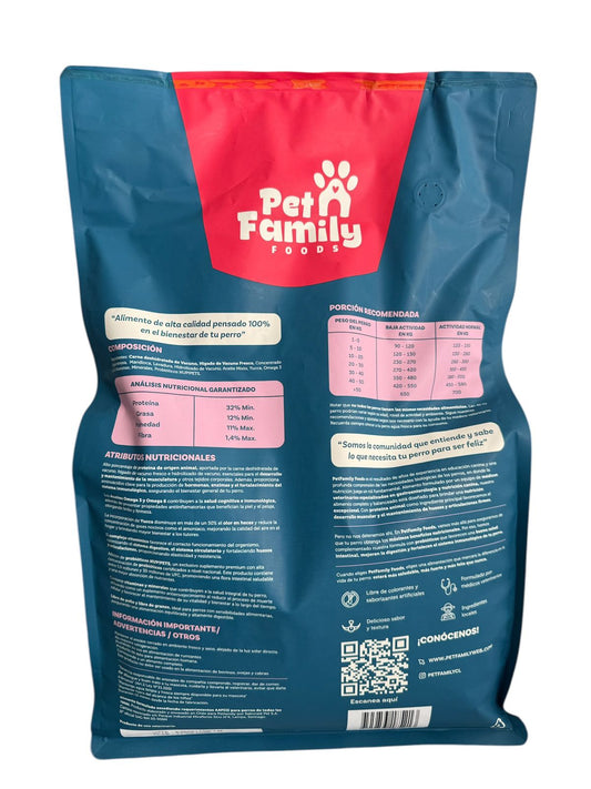 Pet Family Grain Free Vacuno 3 kg | Alimento Perros Razas Pequeñas