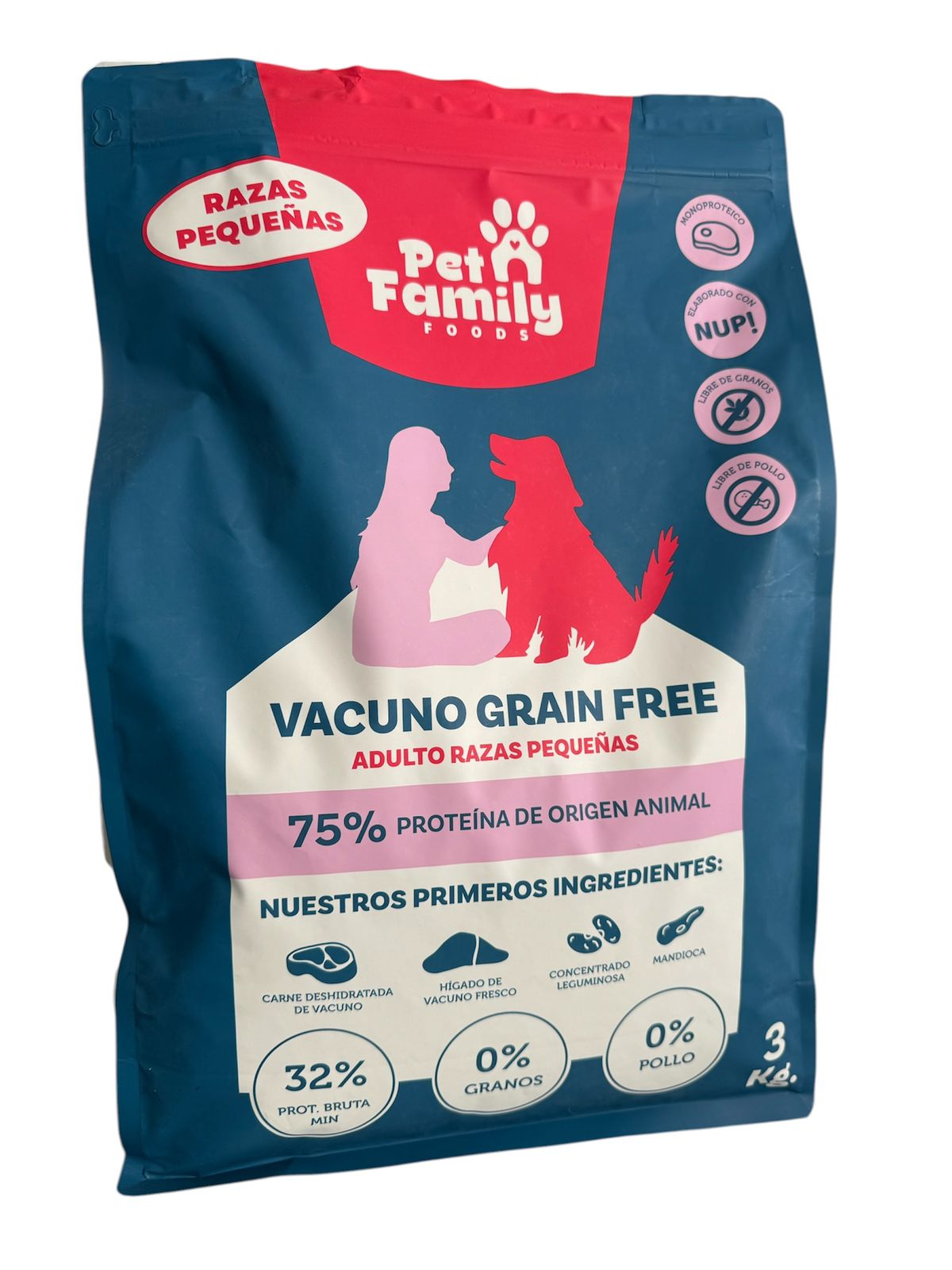 Pet Family Grain Free Vacuno 3 kg | Alimento Perros Razas Pequeñas