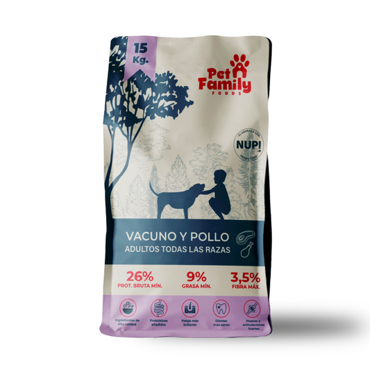 PetFamily food vacuno y pollo 15 kg | alimento para perros adultos